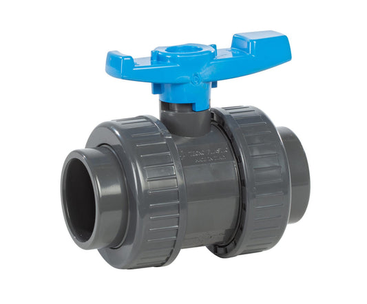 110MM TP (WASTE PIPE) BALL VALVE (DOUBLE UNION) BLUE HANDLE